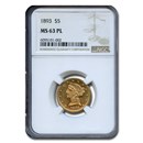 1893 $5 Liberty Gold Half Eagle MS-63 NGC (PL)