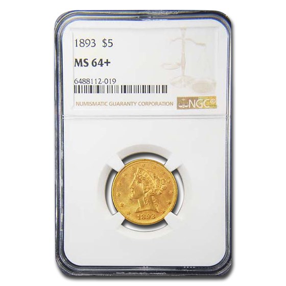 1893 $5 Liberty Gold Half Eagle MS-64+ NGC 1893 $5 Liberty Gold Half Eagle MS-64+ NGC