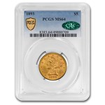 1893 $5 Liberty Gold Half Eagle MS-64 PCGS CAC
