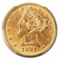 1893 $5 Liberty Gold Half Eagle MS-64+ PCGS CAC