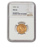 1893 $5 Liberty Gold Half Eagle MS-66 NGC