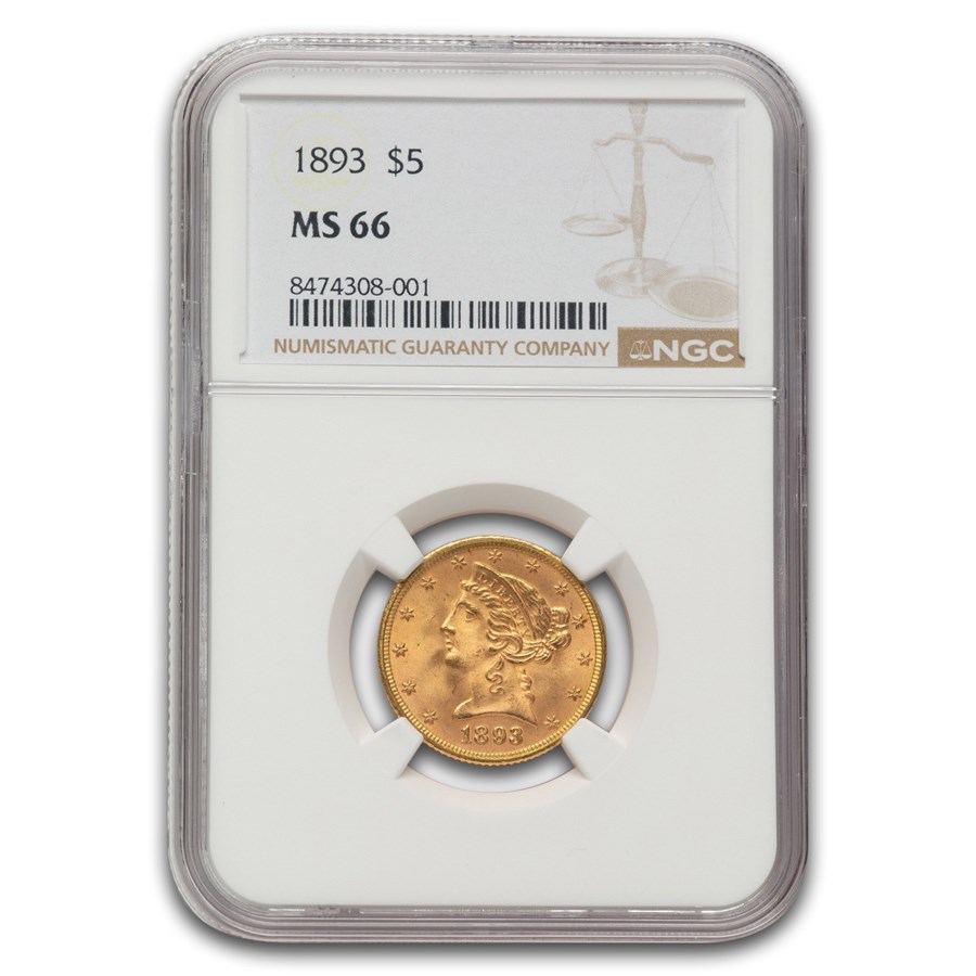 1893 $5 Liberty Gold Half Eagle MS-66 NGC
