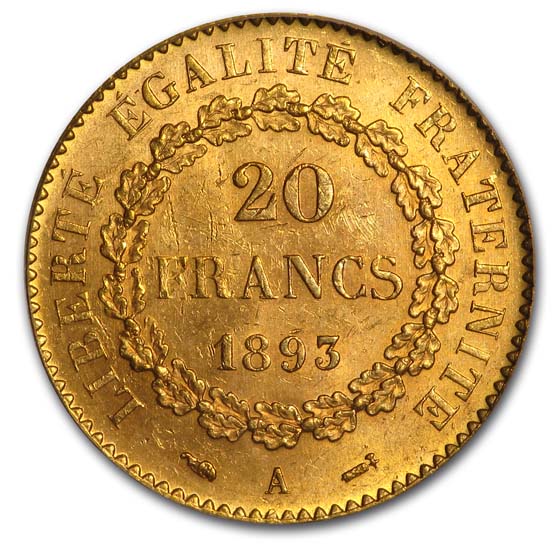 Buy 1893-A France Gold 20 Francs Angel MS-63 PCGS | APMEX