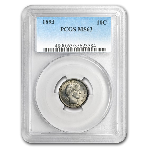 1893 Barber Dime MS-63 PCGS 1893 Barber Dime MS-63 PCGS