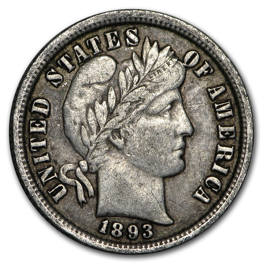 1893 Barber Dime XF