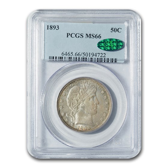 1893 Barber Half Dollar MS-66 PCGS CAC 1893 Barber Half Dollar MS-66 PCGS CAC