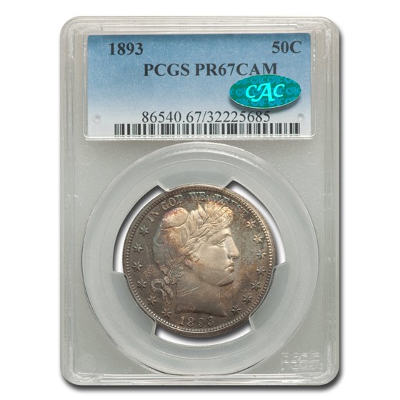 1893 Barber Half Dollar PR-67 Cameo PCGS CAC 1893 Barber Half Dollar PR-67 Cameo PCGS CAC