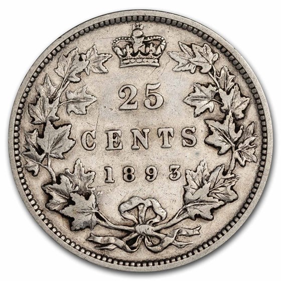 1893 Canada Silver 25 Cents Victoria Fine 1893 Canada Silver 25 Cents Victoria Fine