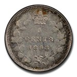 1893 Canada Silver 5 Cents Victoria AU-58 PCGS