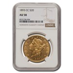 1893-CC $20 Liberty Gold Double Eagle AU-58 NGC