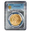 1893-CC $20 Liberty Gold Double Eagle MS-61 PCGS