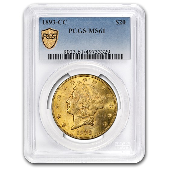 1893-CC $20 Liberty Gold Double Eagle MS-61 PCGS 1893-CC $20 Liberty Gold Double Eagle MS-61 PCGS