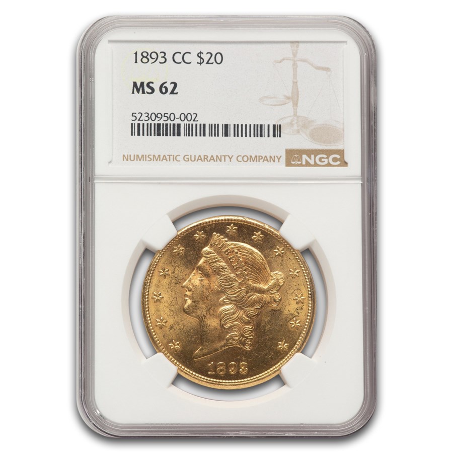 1893-CC $20 Liberty Gold Double Eagle MS-62 NGC