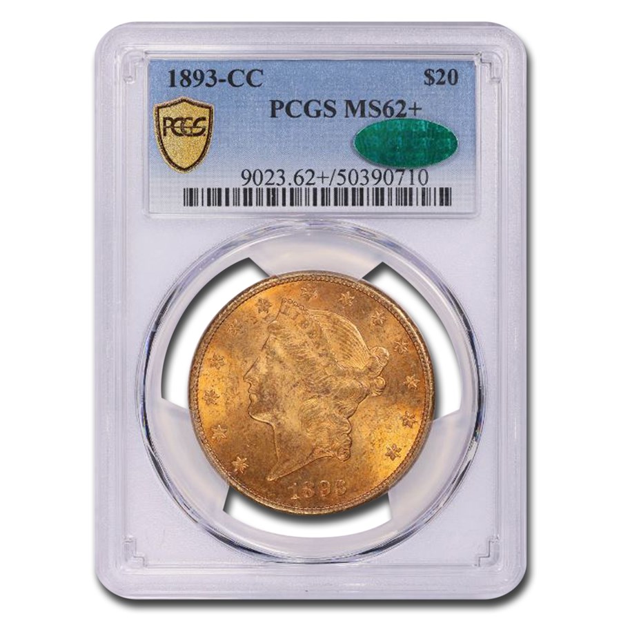 1893-CC $20 Liberty Gold Double Eagle MS-62+ PCGS CAC