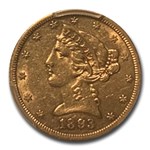 1893-CC $5 Liberty Gold Half Eagle AU-50 PCGS
