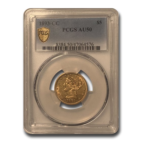 1893-CC $5 Liberty Gold Half Eagle AU-50 PCGS 1893-CC $5 Liberty Gold Half Eagle AU-50 PCGS