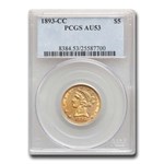 1893-CC $5 Liberty Gold Half Eagle AU-53 PCGS