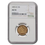 1893-CC $5 Liberty Gold Half Eagle AU-55 NGC