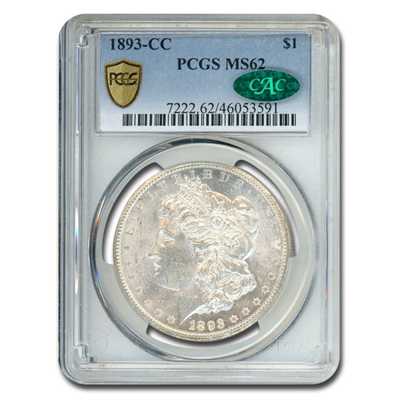 1893-CC Morgan Dollar MS-62 PCGS CAC 1893-CC Morgan Dollar MS-62 PCGS CAC
