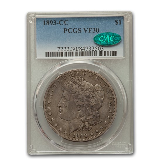 1893-CC Morgan Dollar VF-30 PCGS CAC 1893-CC Morgan Dollar VF-30 PCGS CAC