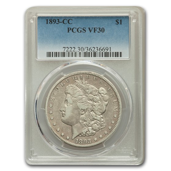 1893-CC Morgan Dollar VF-30 PCGS (USE 12031) 1893-CC Morgan Dollar VF-30 PCGS (USE 12031)