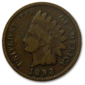 1893 Indian Head Cent Good+ 1893 Indian Head Cent Good+