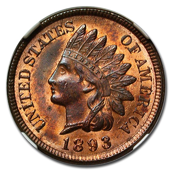 1893 Indian Head Cent MS-63 NGC (Red/Brown) 1893 Indian Head Cent MS-63 NGC (Red/Brown)