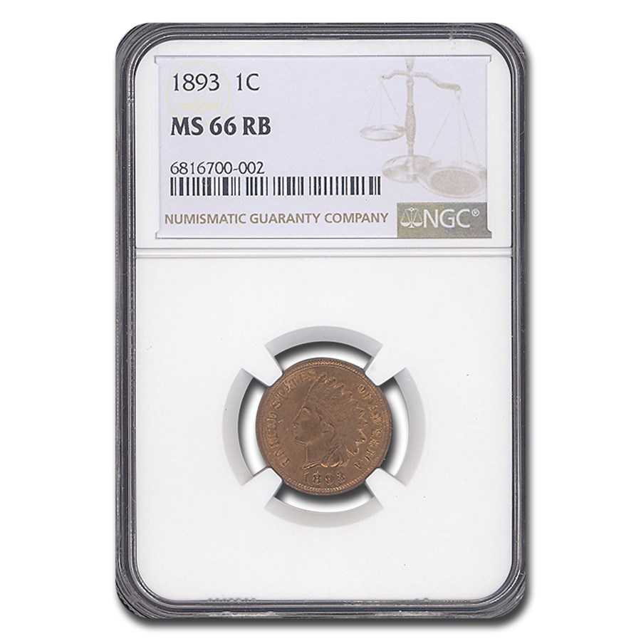1893 Indian Head Cent MS-66 NGC (Red/Brown)
