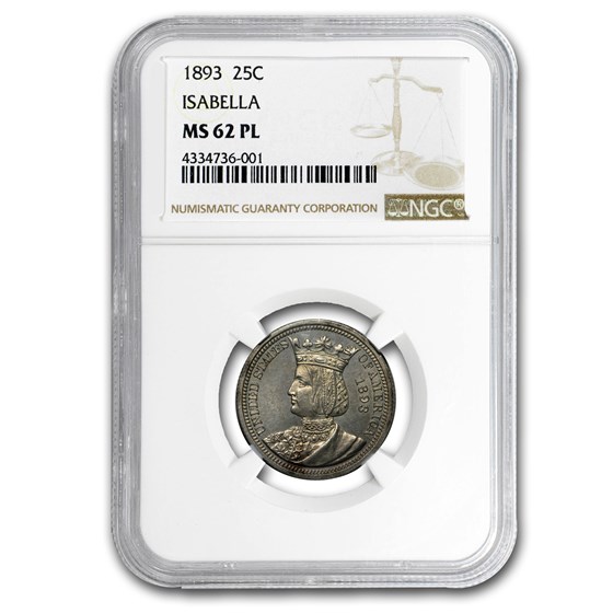 1893 Isabella Quarter MS-62 PL NGC 1893 Isabella Quarter MS-62 PL NGC