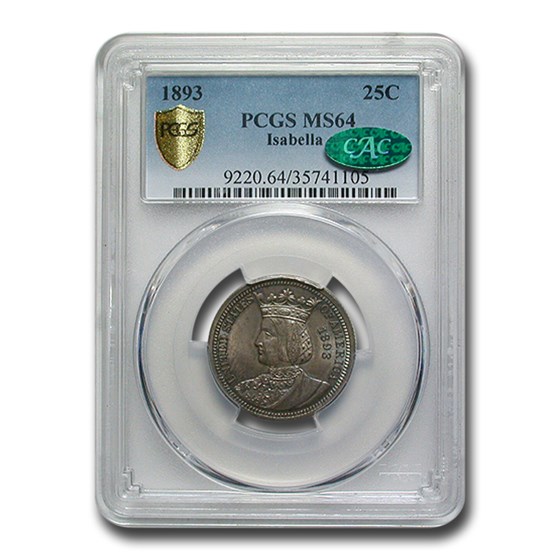 1893 Isabella Quarter MS-64 PCGS CAC 1893 Isabella Quarter MS-64 PCGS CAC