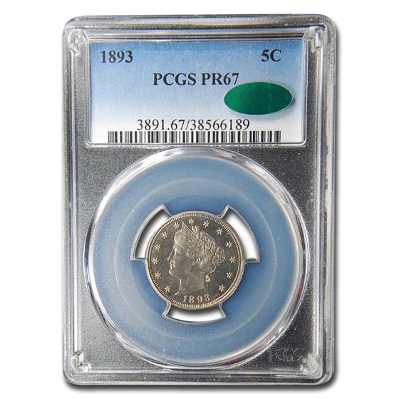 1893 Liberty Head V Nickel PR-67 PCGS CAC 1893 Liberty Head V Nickel PR-67 PCGS CAC