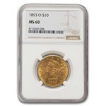1893-O $10 Liberty Gold Eagle MS-60 NGC