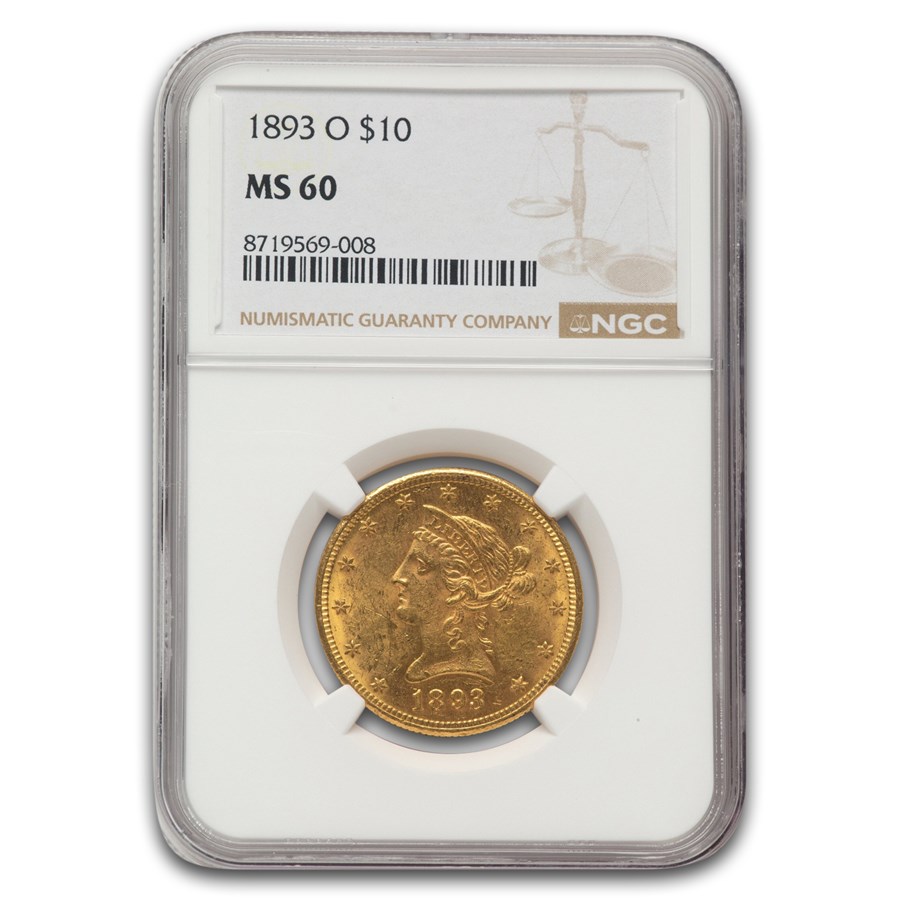 1893-O $10 Liberty Gold Eagle MS-60 NGC