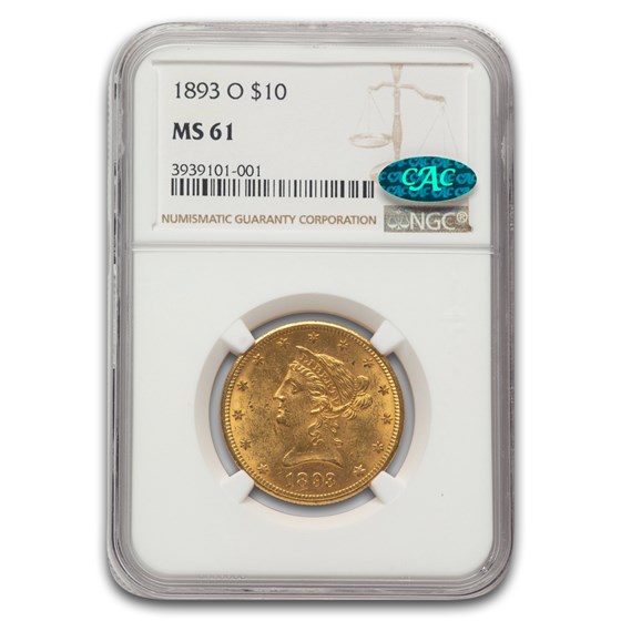 1893-O $10 Liberty Gold Eagle MS-61 NGC (CAC)