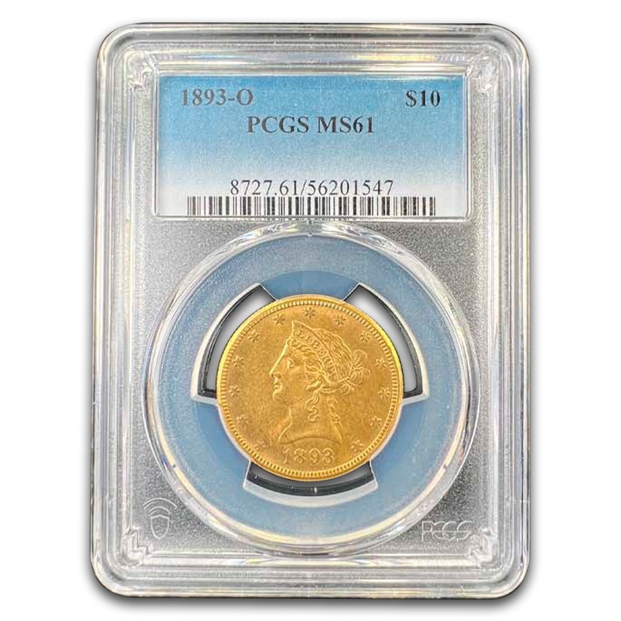1893-O $10 Liberty Gold Eagle MS-61 PCGS