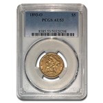 1893-O $5 Liberty Gold Half Eagle AU-53 PCGS