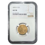 1893-O $5 Liberty Gold Half Eagle AU-58 NGC