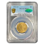 1893-O $5 Liberty Gold Half Eagle MS-61 PCGS CAC
