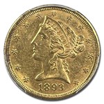 1893-O $5 Liberty Gold Half Eagle MS-61 PCGS