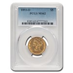 1893-O $5 Liberty Gold Half Eagle MS-62 PCGS