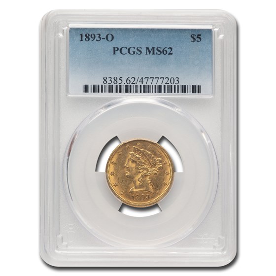 1893-O $5 Liberty Gold Half Eagle MS-62 PCGS 1893-O $5 Liberty Gold Half Eagle MS-62 PCGS
