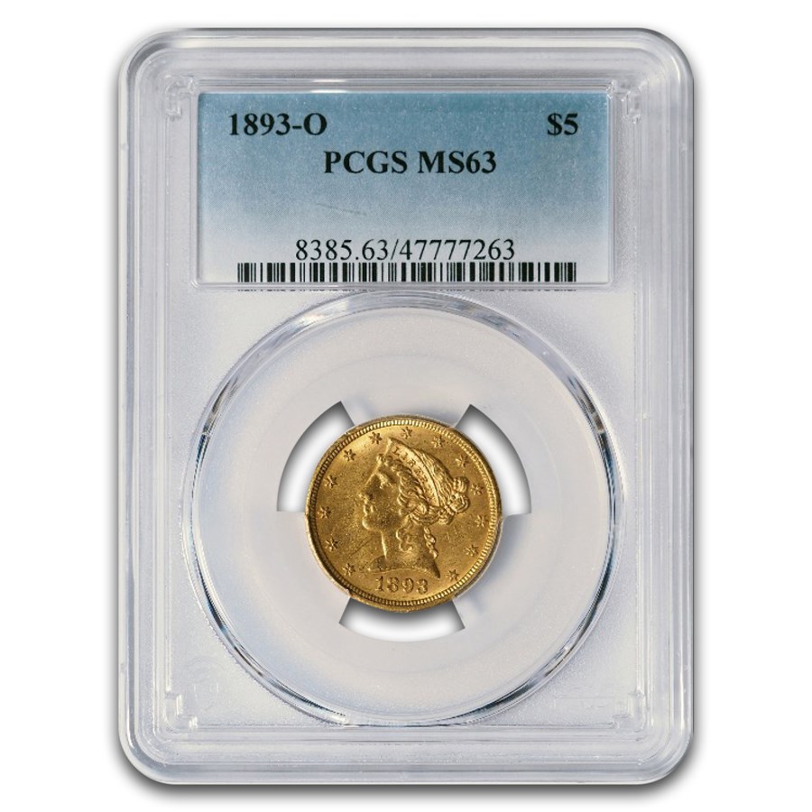 1893-O $5 Liberty Gold Half Eagle MS-63 PCGS