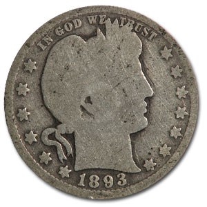 1893-O Barber Quarter Good 1893-O Barber Quarter Good