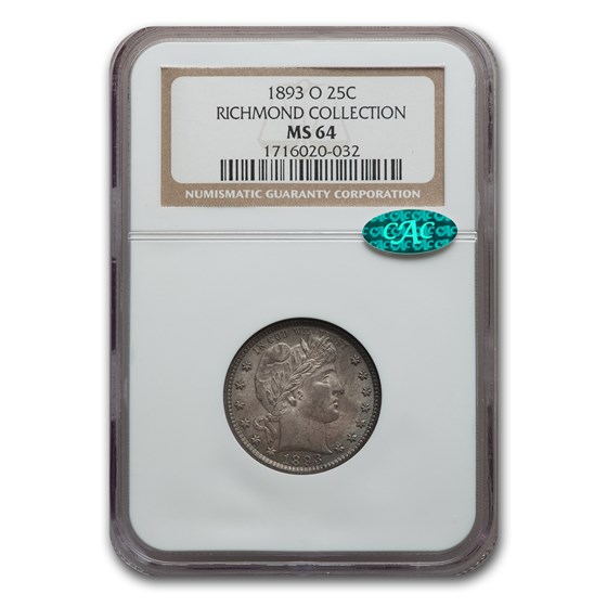 1893-O Barber Quarter MS-64 NGC CAC 1893-O Barber Quarter MS-64 NGC CAC
