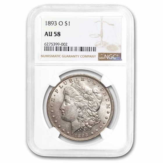 1893-O Morgan Dollar AU-58 NGC 1893-O Morgan Dollar AU-58 NGC