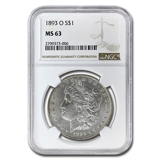 1893-O Morgan Dollar MS-63 NGC 1893-O Morgan Dollar MS-63 NGC
