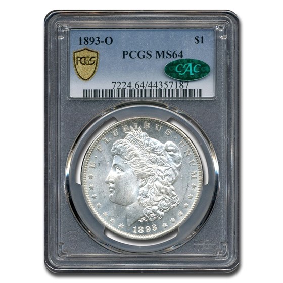 1893-O Morgan Dollar MS-64 PCGS CAC 1893-O Morgan Dollar MS-64 PCGS CAC