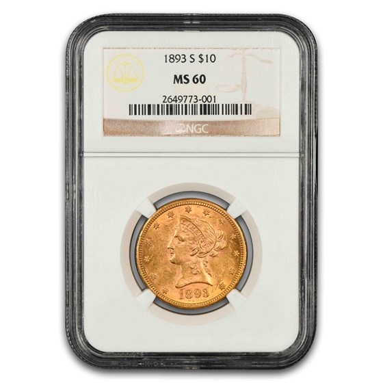 1893-S $10 Liberty Gold Eagle MS-60 NGC
