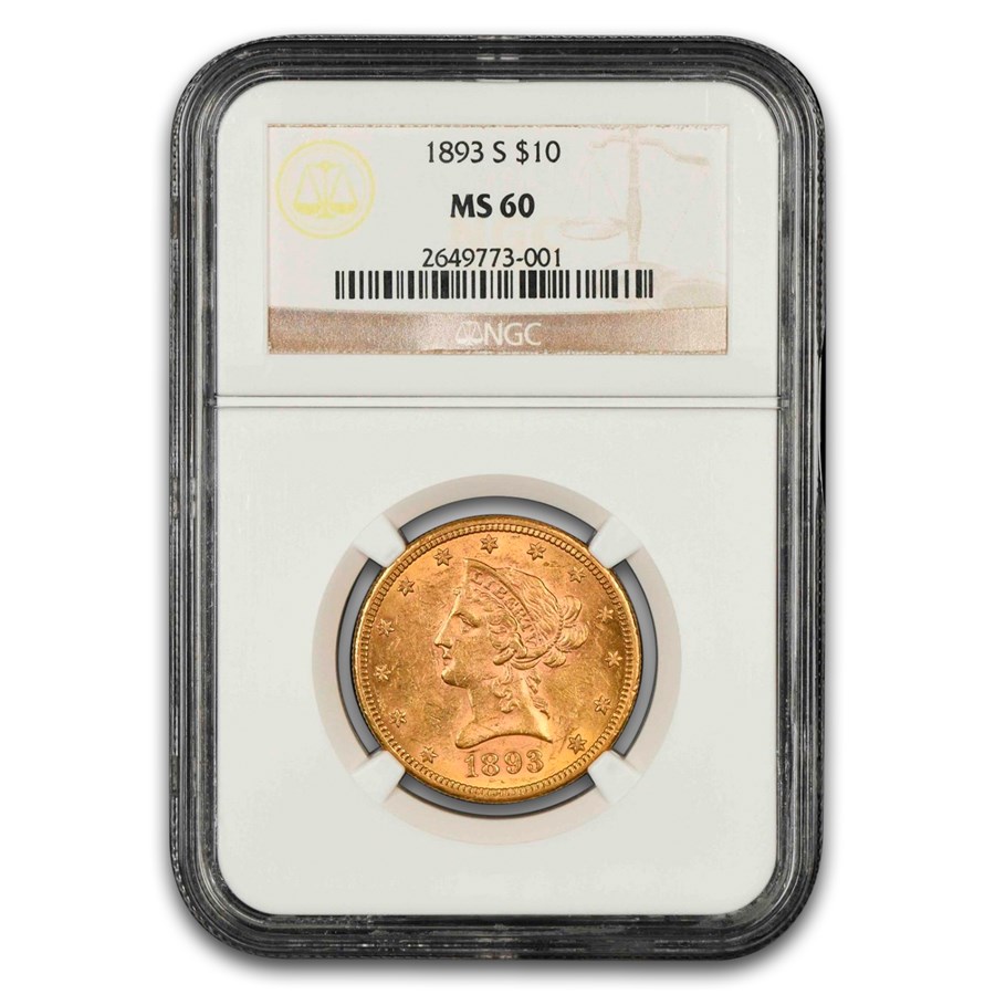 1893-S $10 Liberty Gold Eagle MS-60 NGC