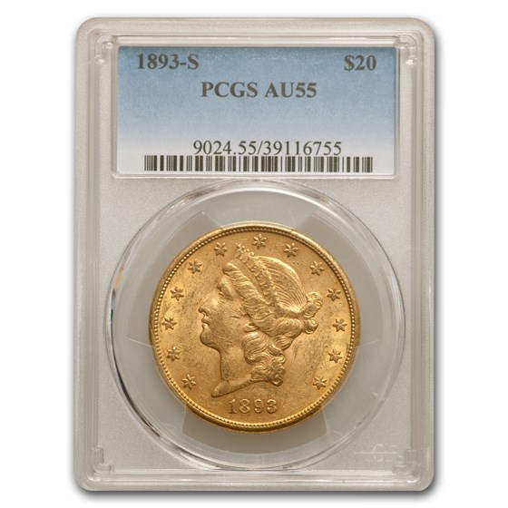 1893-S $20 Liberty Gold Double Eagle AU-55 PCGS 1893-S $20 Liberty Gold Double Eagle AU-55 PCGS